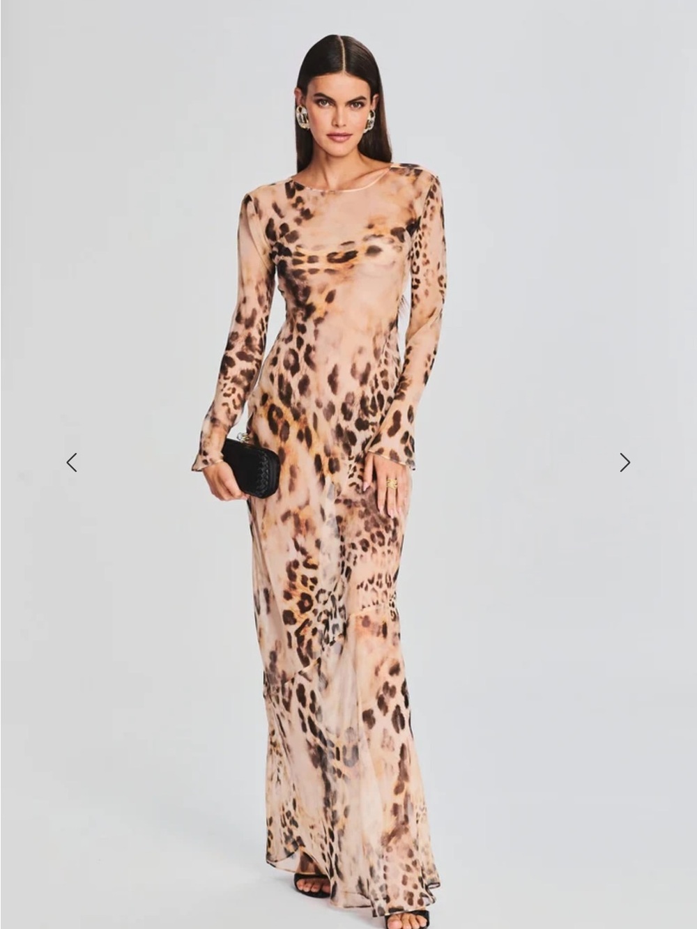 Retrofeit Vienna  Print Long Sleeve Maxi Dress - Beige